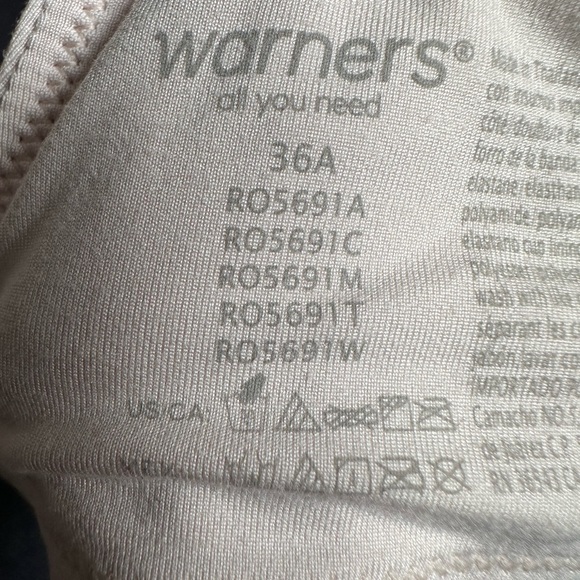 BRA Warner’s 36A Tan T-shirt No Wire Lightly Padded ROS691A Lace Detail 3439 LZ - Picture 8 of 9